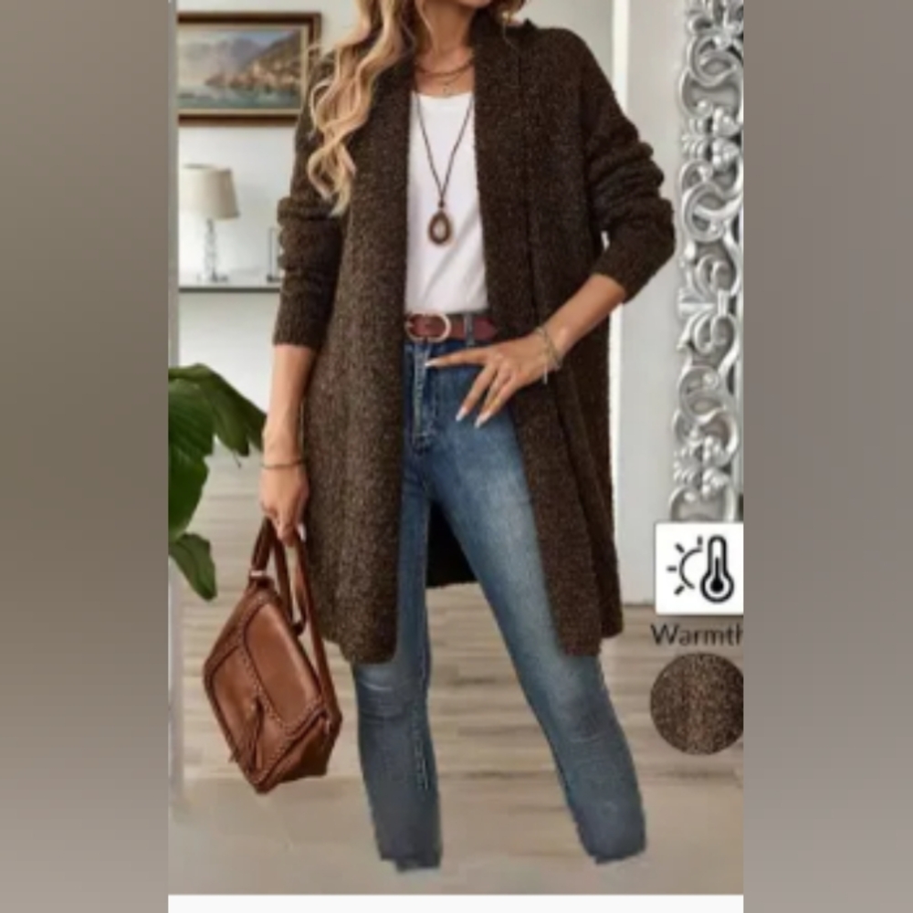 New women’s open front knitted cardigan, size M